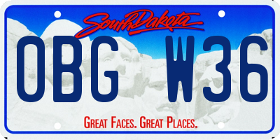 SD license plate 0BGW36