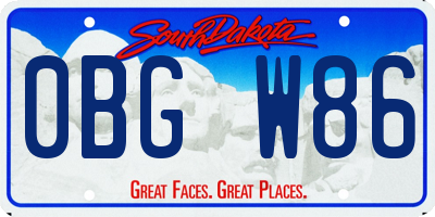 SD license plate 0BGW86