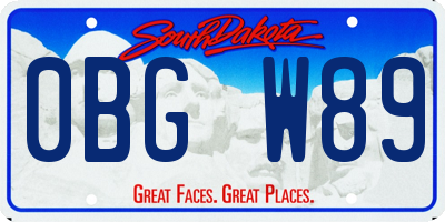 SD license plate 0BGW89