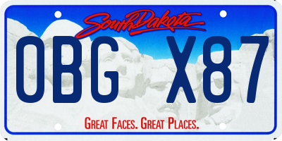 SD license plate 0BGX87