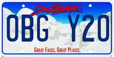 SD license plate 0BGY20
