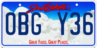 SD license plate 0BGY36