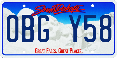 SD license plate 0BGY58