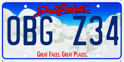 SD license plate 0BGZ34