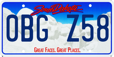 SD license plate 0BGZ58
