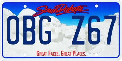SD license plate 0BGZ67
