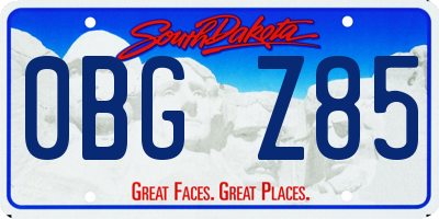 SD license plate 0BGZ85
