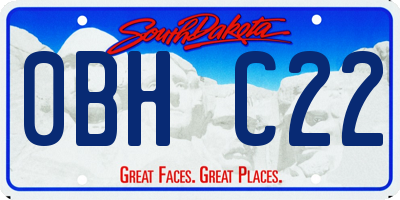 SD license plate 0BHC22