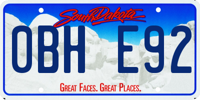 SD license plate 0BHE92