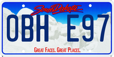 SD license plate 0BHE97