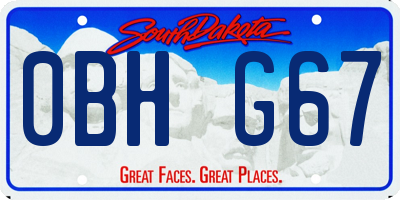 SD license plate 0BHG67