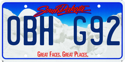 SD license plate 0BHG92