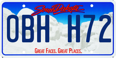SD license plate 0BHH72