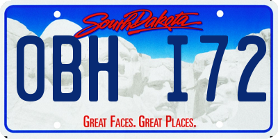 SD license plate 0BHI72
