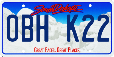 SD license plate 0BHK22