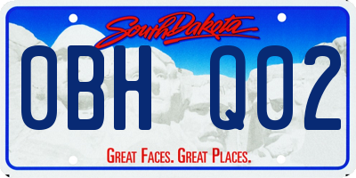 SD license plate 0BHQ02