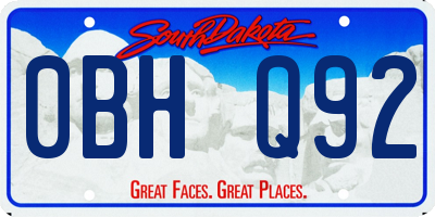 SD license plate 0BHQ92