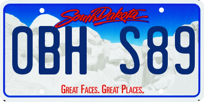 SD license plate 0BHS89