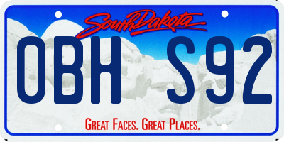 SD license plate 0BHS92