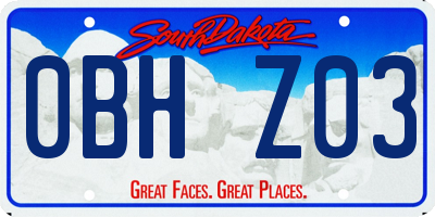 SD license plate 0BHZ03