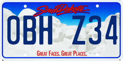 SD license plate 0BHZ34
