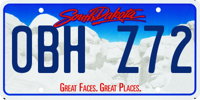 SD license plate 0BHZ72