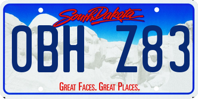 SD license plate 0BHZ83