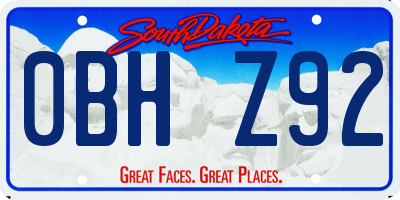 SD license plate 0BHZ92