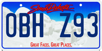 SD license plate 0BHZ93