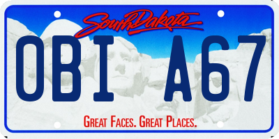 SD license plate 0BIA67