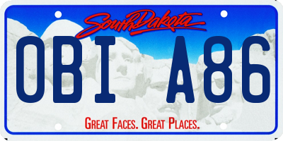 SD license plate 0BIA86