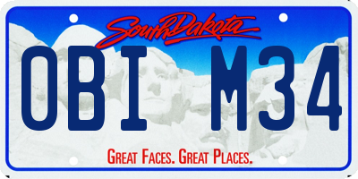 SD license plate 0BIM34