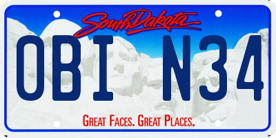 SD license plate 0BIN34