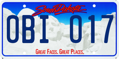 SD license plate 0BIO17
