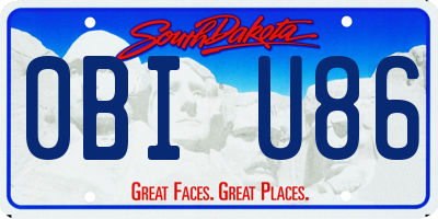 SD license plate 0BIU86