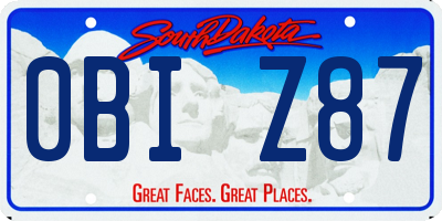 SD license plate 0BIZ87