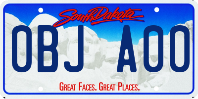 SD license plate 0BJA00