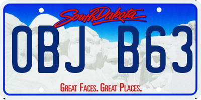SD license plate 0BJB63