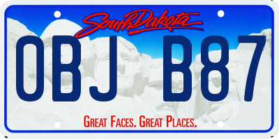 SD license plate 0BJB87