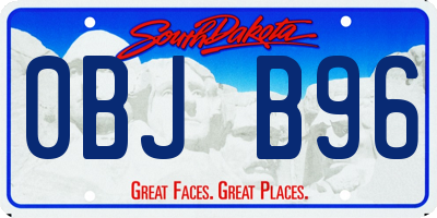 SD license plate 0BJB96