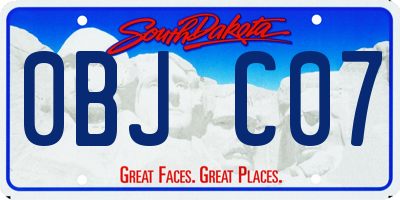 SD license plate 0BJC07