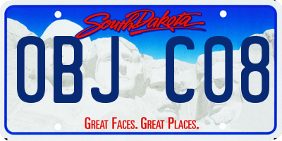 SD license plate 0BJC08