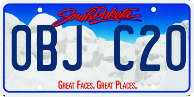 SD license plate 0BJC20