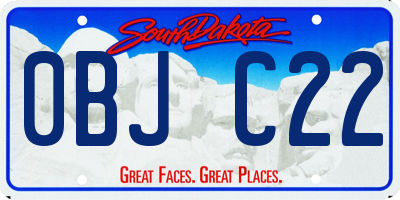 SD license plate 0BJC22