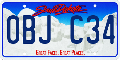 SD license plate 0BJC34