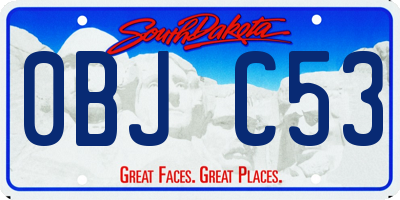 SD license plate 0BJC53