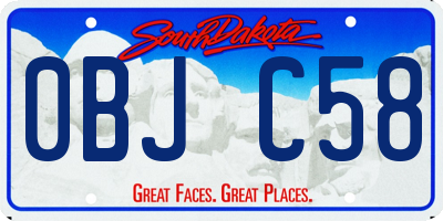 SD license plate 0BJC58