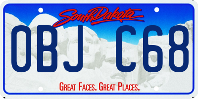 SD license plate 0BJC68