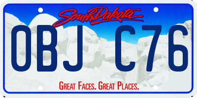 SD license plate 0BJC76