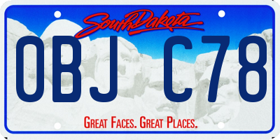 SD license plate 0BJC78